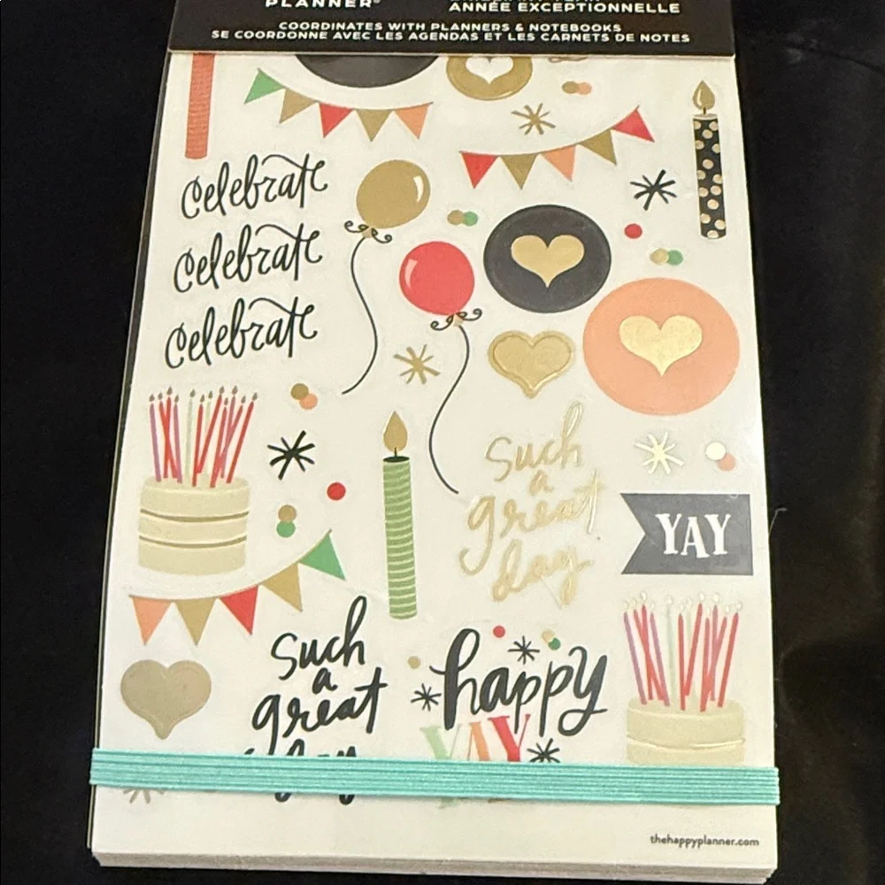 Happy Planner Brilliant Year Festive Celebration Stickers - Gold, Pink, Black